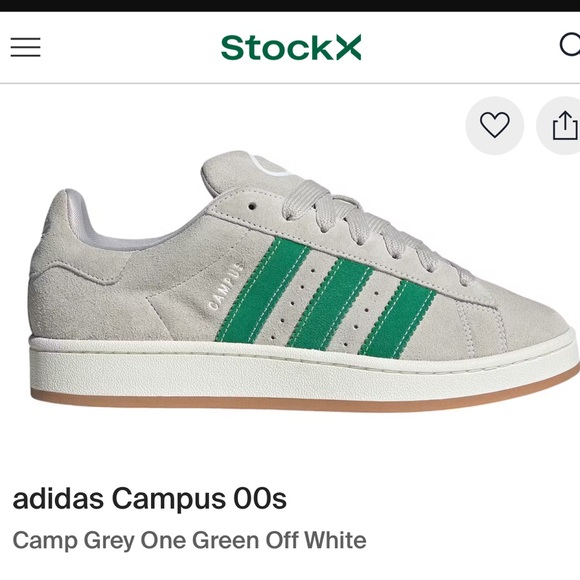 Adidas Campus Gray with Green Stripes - Picture 3 of 3